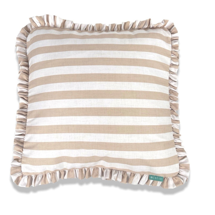 Funda Cojín con Platabanda y Volante a Rayas Beige - sokios - FUNDA COJIN200618S11437