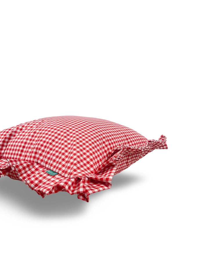Funda Cojín con Volante a Tablas Vichy XS Rojo - sokios - FUNDA COJIN200618S11432