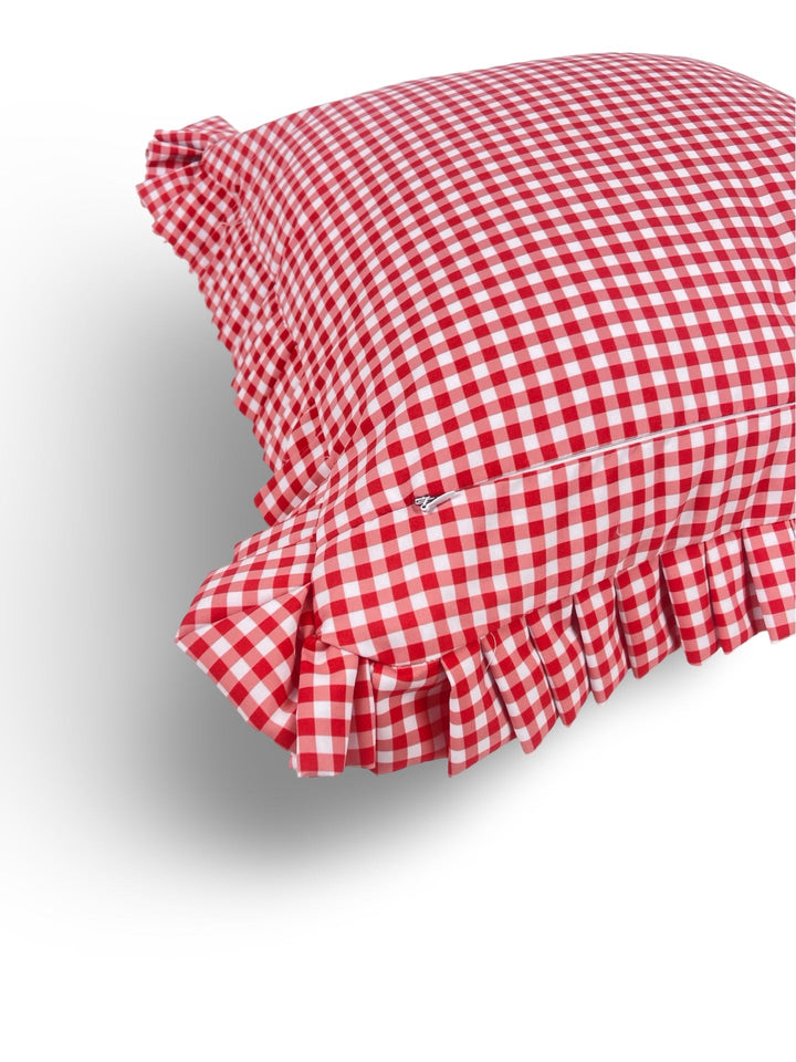 Funda Cojín con Volante a Tablas Vichy XS Rojo - sokios - FUNDA COJIN200618S11432