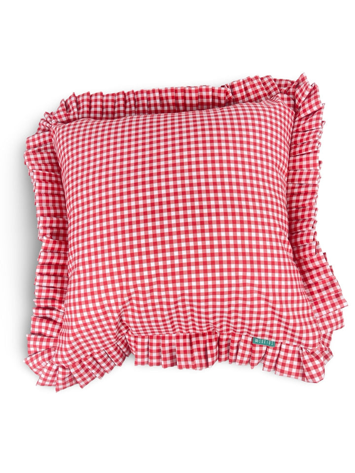 Funda Cojín con Volante a Tablas Vichy XS Rojo - sokios - FUNDA COJIN200618S11432
