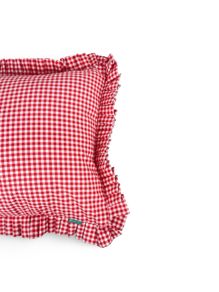 Funda Cojín con Volante a Tablas Vichy XS Rojo - sokios - FUNDA COJIN200618S11432