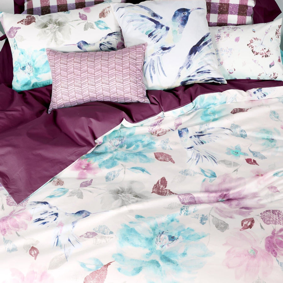 FUNDA NÓRDICA FLOW BERENJENA COLECCIÓN BIRDS - sokios