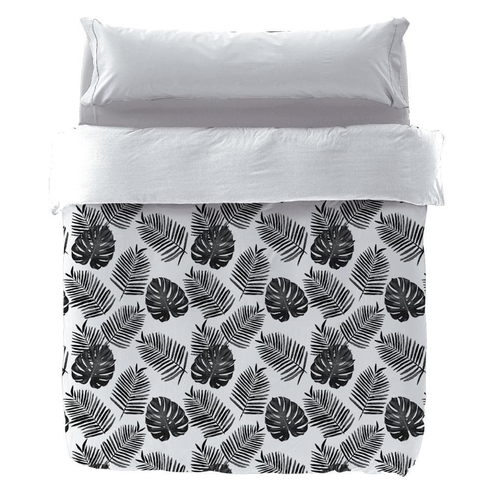 FUNDA NÓRDICA HOJAS TROPICALES BLANCO Y NEGRO COLECCIÓN TROPIC - sokios
