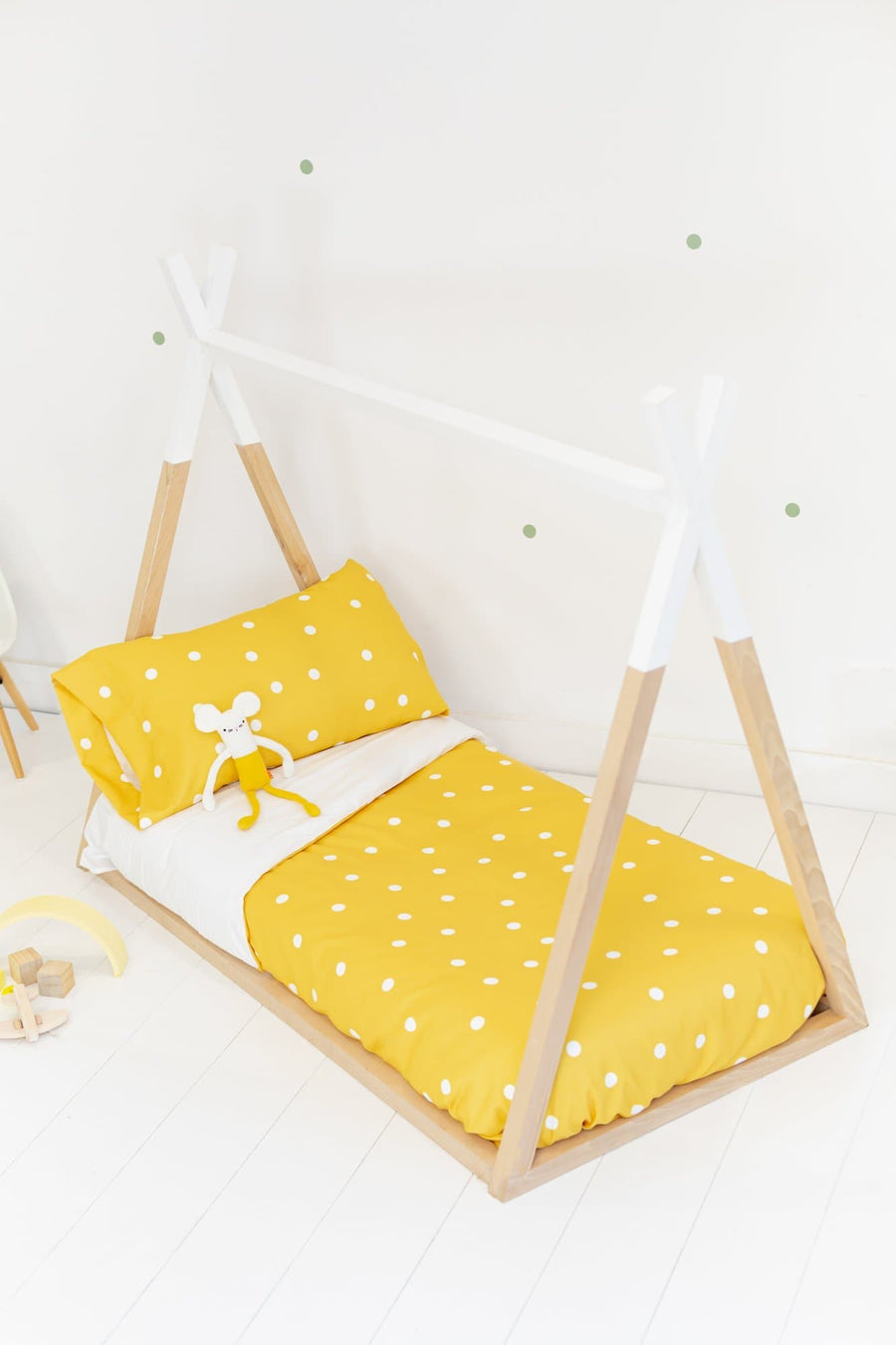 Funda nórdica Topo Blanco sobre fondo amarillo - sokios