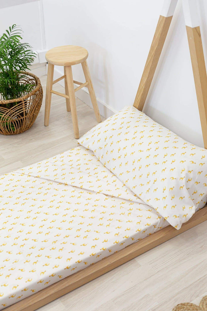 Juego de Sábanas Estampadas DINO AMARILLO Colección Dinos - sokios