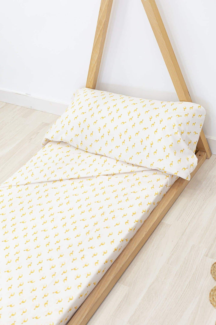 Juego de Sábanas Estampadas DINO AMARILLO Colección Dinos - sokios