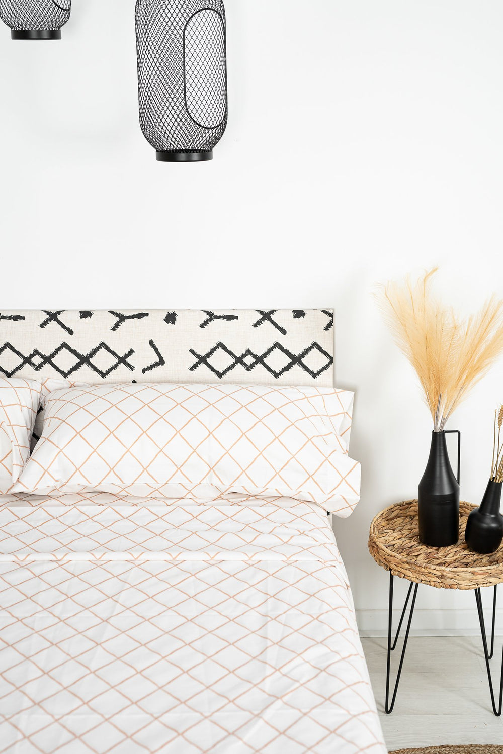 Juego Sábanas Estampadas Rombos Marrón Colección Étnica - sokios-JUEGO DE SABANAS200618S4783