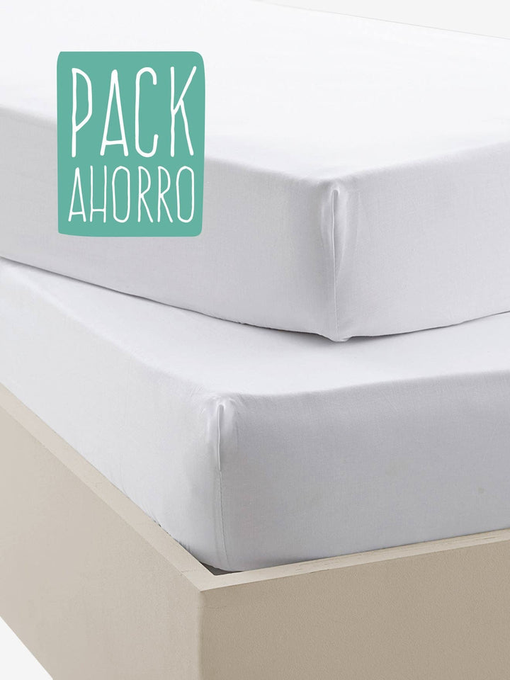 Pack Sábanas Bajeras Infantiles Algodón Percal Blanco - sokios