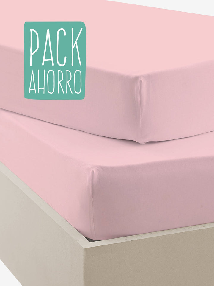 Pack Sábanas Bajeras Infantiles Algodón Percal Rosa Palo 26 - sokios-SABANA BAJERA200618S4854