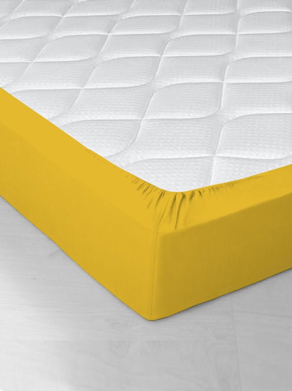 Sábana bajera infantil Algodón Percal de 200 hilos Amarillo Mostaza - sokios-SABANA BAJERA200618S2041