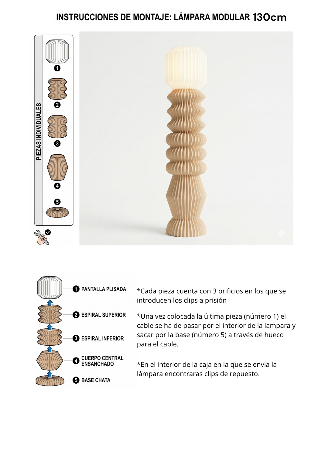 Lámpara de pie modular de diseño NARA - 130cm