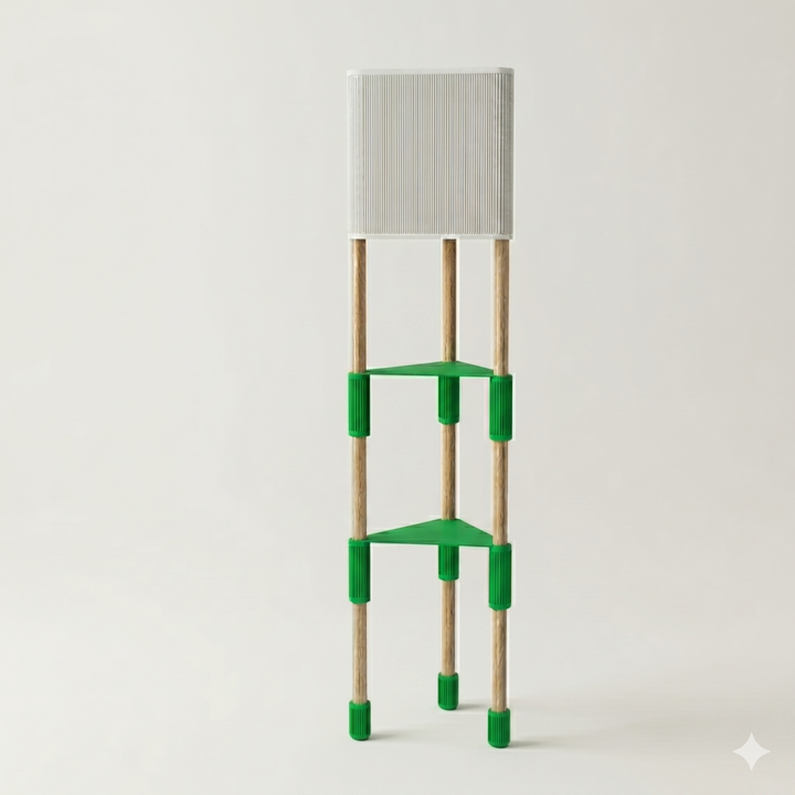 Lámpara de pie TRIARA con Estantes | Madera natural y diseño escandinavo