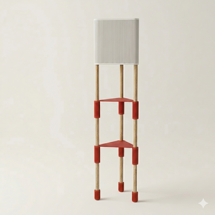 Lámpara de pie TRIARA con Estantes | Madera natural y diseño escandinavo