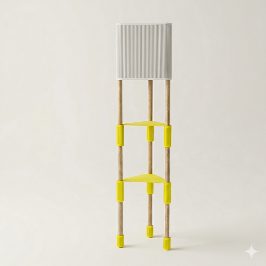 Lámpara de pie TRIARA con Estantes | Madera natural y diseño escandinavo
