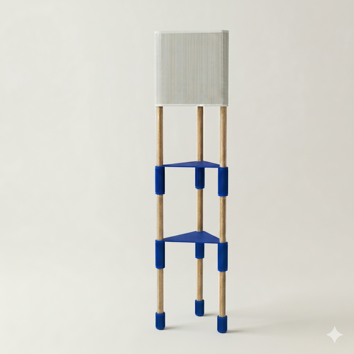 Lámpara de pie TRIARA con Estantes | Madera natural y diseño escandinavo