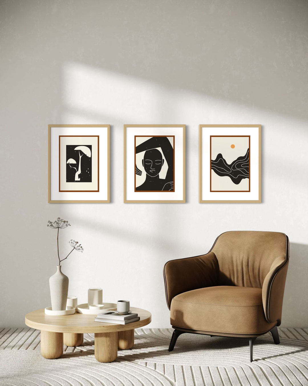 Conjunto de 3 Cuadros Decorativos Atardecer