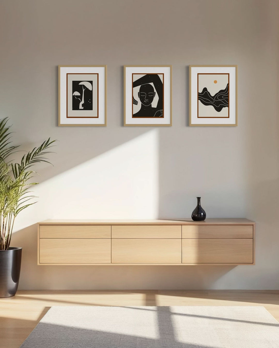 Conjunto de 3 Cuadros Decorativos Atardecer