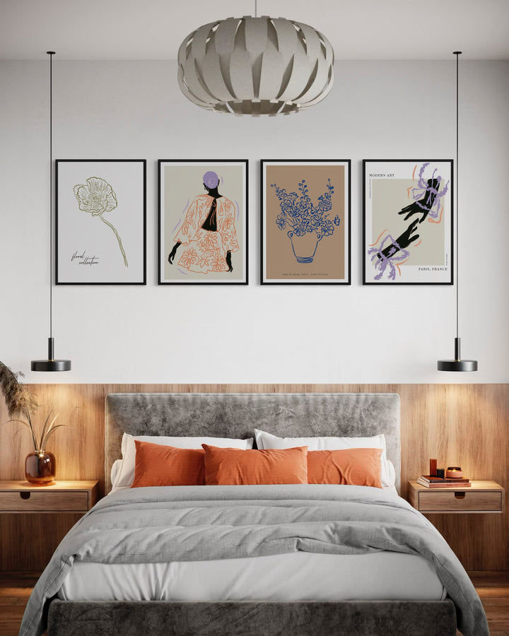 Conjunto de 3 Cuadros Decorativos Silhouette Délicatesse