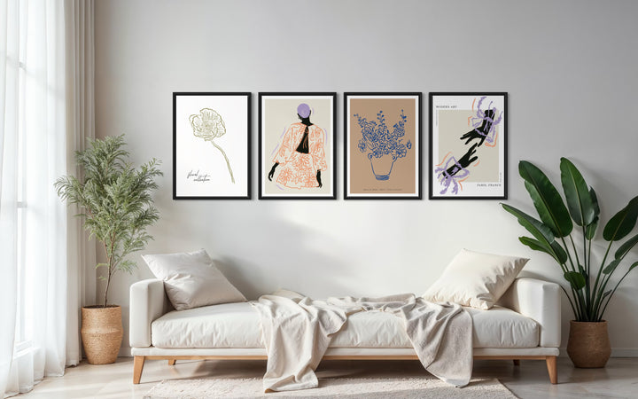 Conjunto de 3 Cuadros Decorativos Silhouette Délicatesse