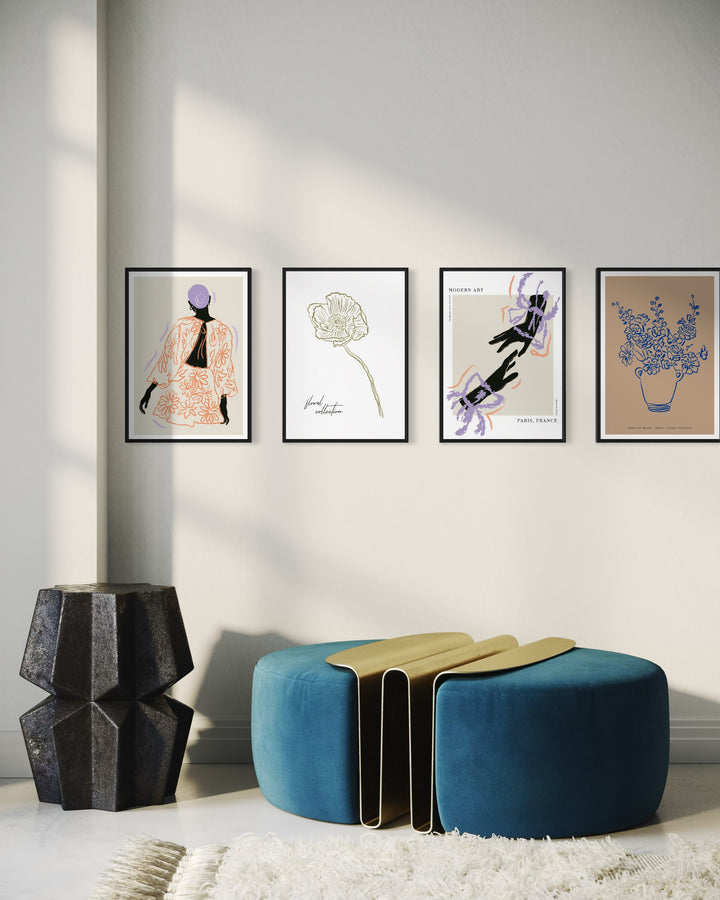 Conjunto de 3 Cuadros Decorativos Silhouette Délicatesse