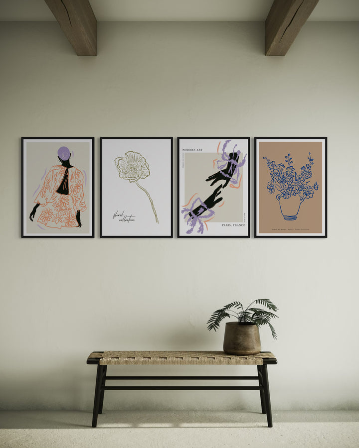 Conjunto de 3 Cuadros Decorativos Silhouette Délicatesse