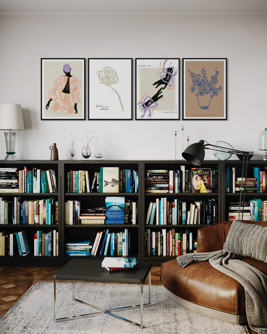 Conjunto de 3 Cuadros Decorativos Silhouette Délicatesse