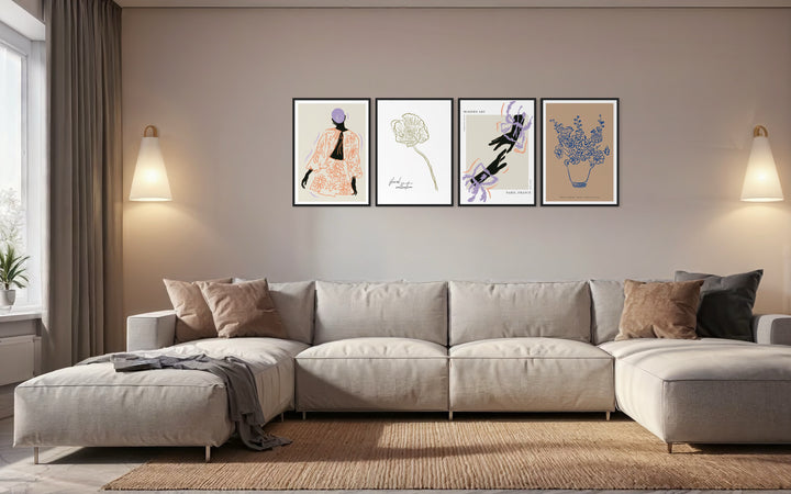 Conjunto de 3 Cuadros Decorativos Silhouette Délicatesse
