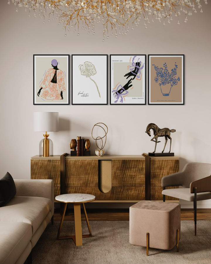 Conjunto de 3 Cuadros Decorativos Silhouette Délicatesse
