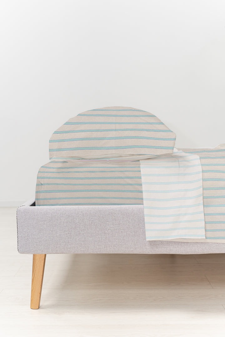 Juego Sábanas Estampadas Rayas Náutica Marino Agua