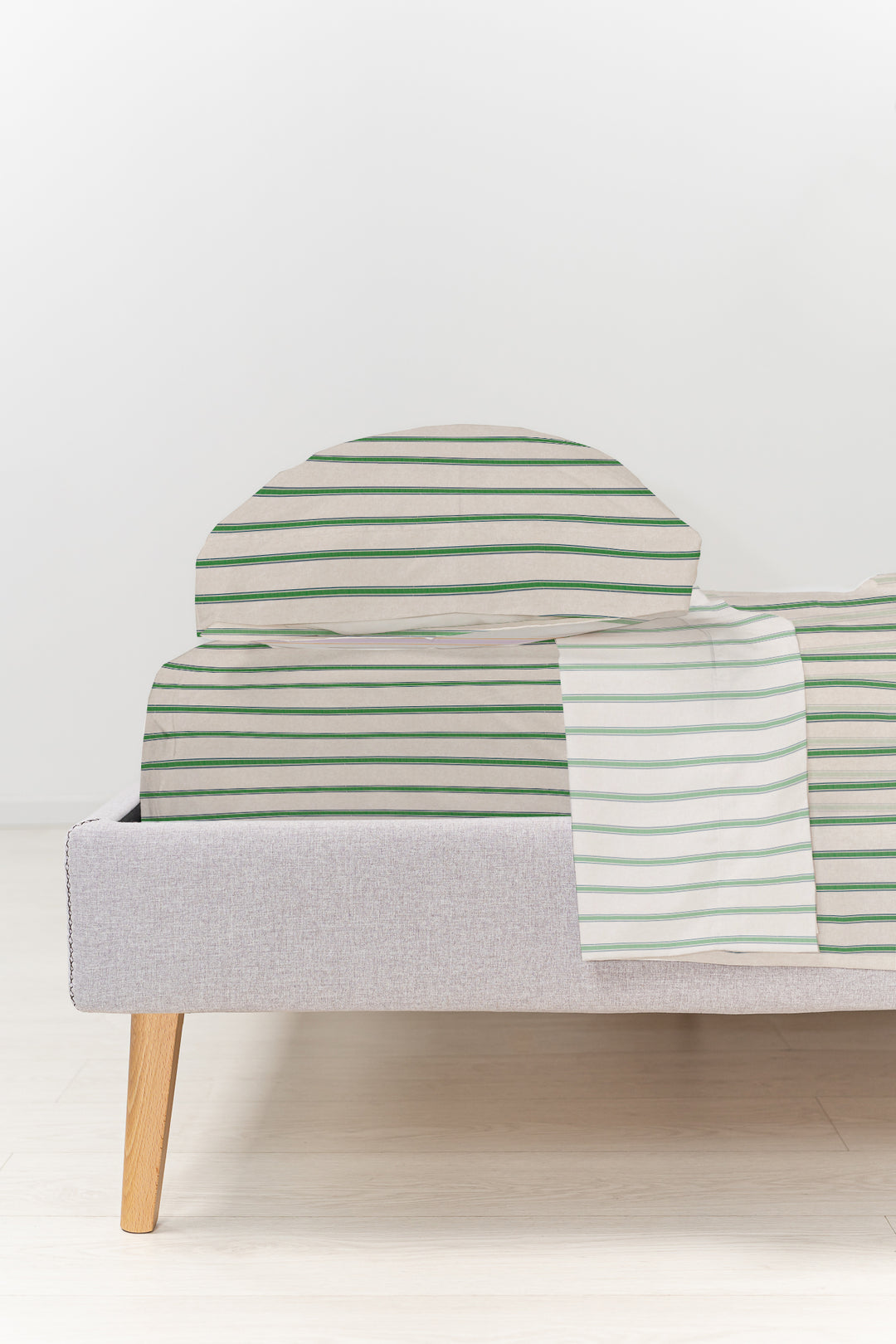 Juego Sábanas Estampadas Rayas Náutica Verde Indigo