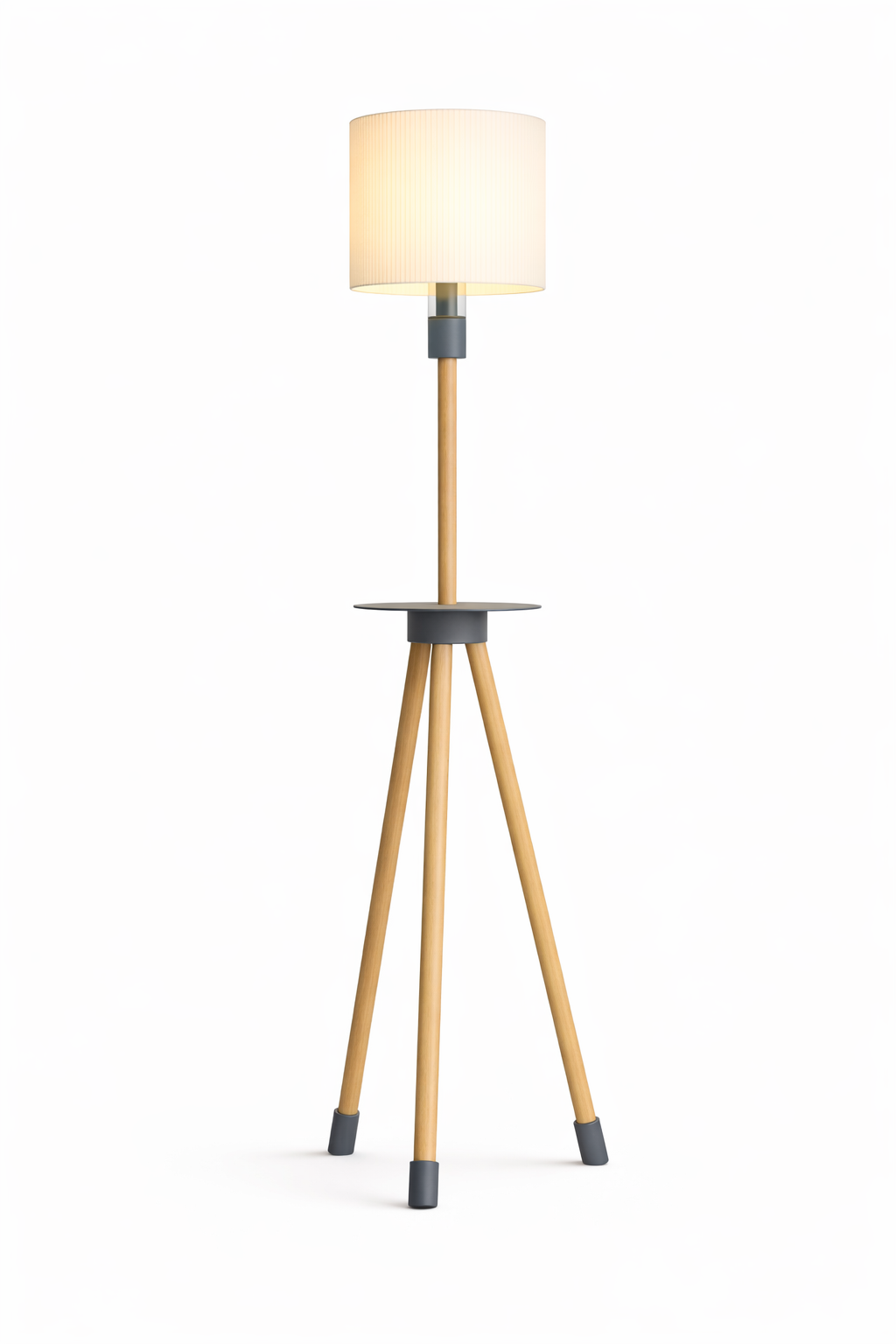 Lámpara de pie de diseño KORA | Madera natural y pantalla texturizada