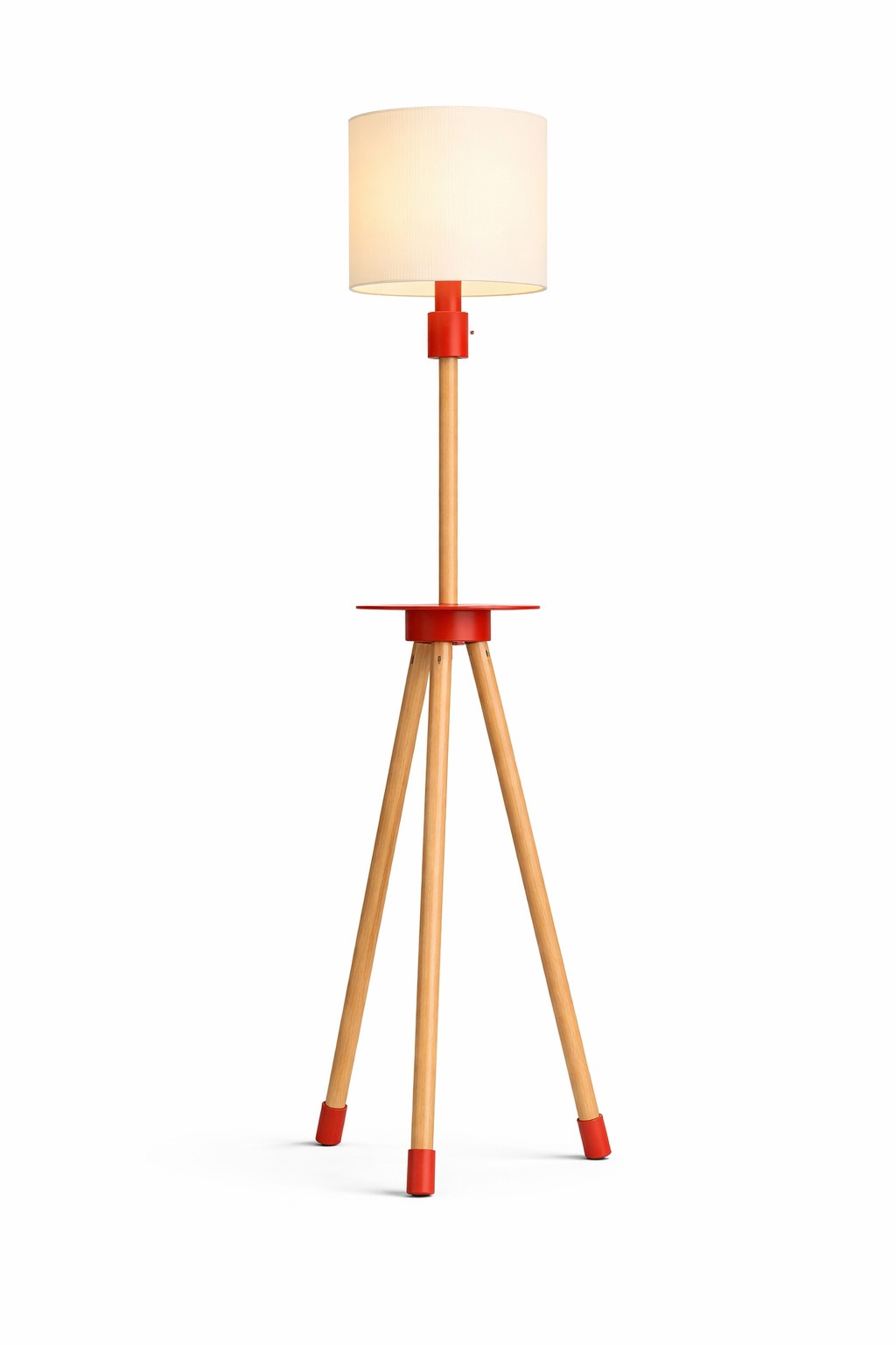 Lámpara de pie de diseño KORA | Madera natural y pantalla texturizada