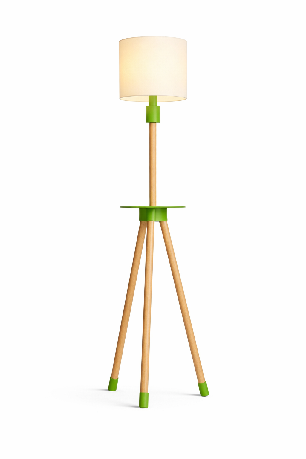 Lámpara de pie de diseño KORA | Madera natural y pantalla texturizada