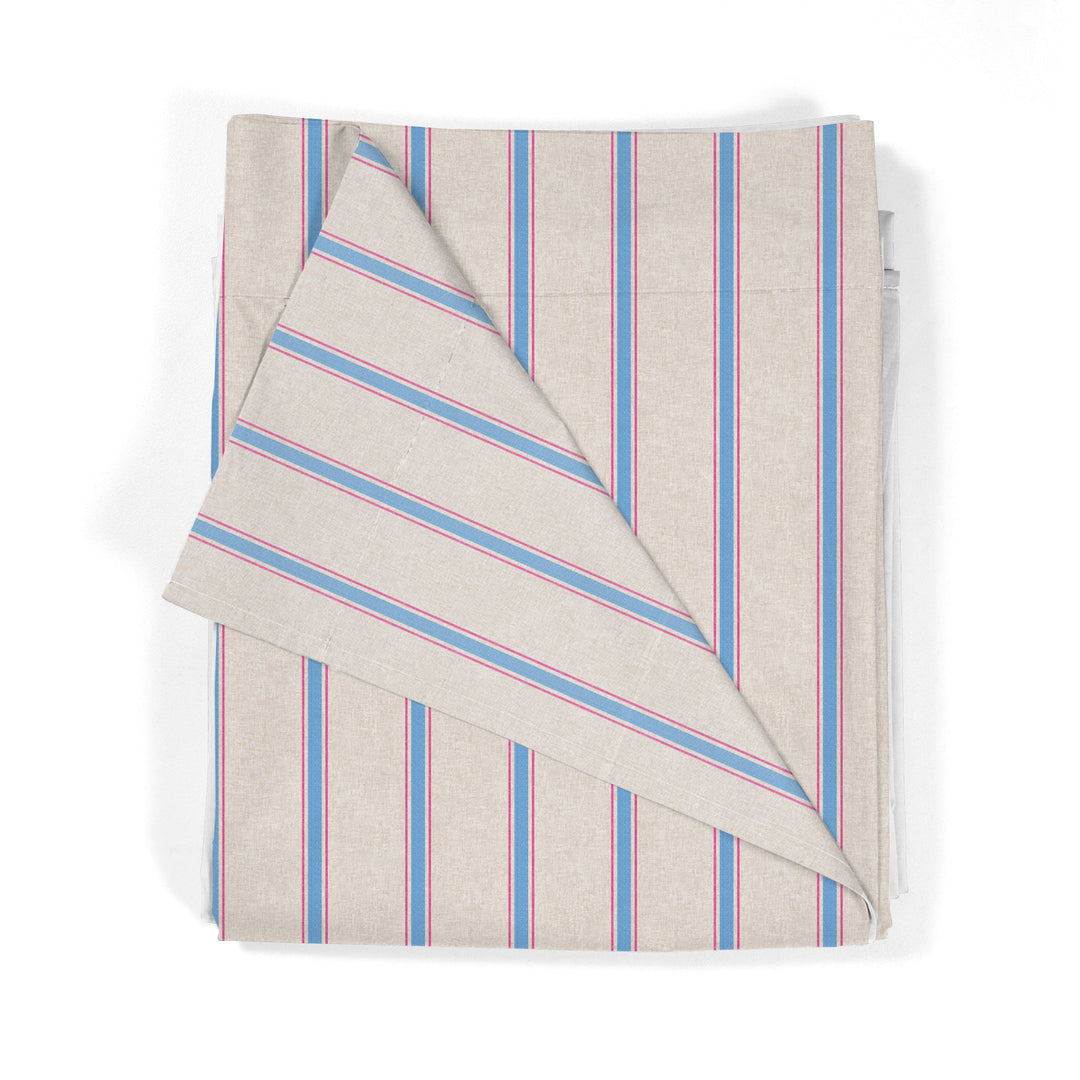 Juego Sábanas Estampadas Rayas Náutica Rosa Marino