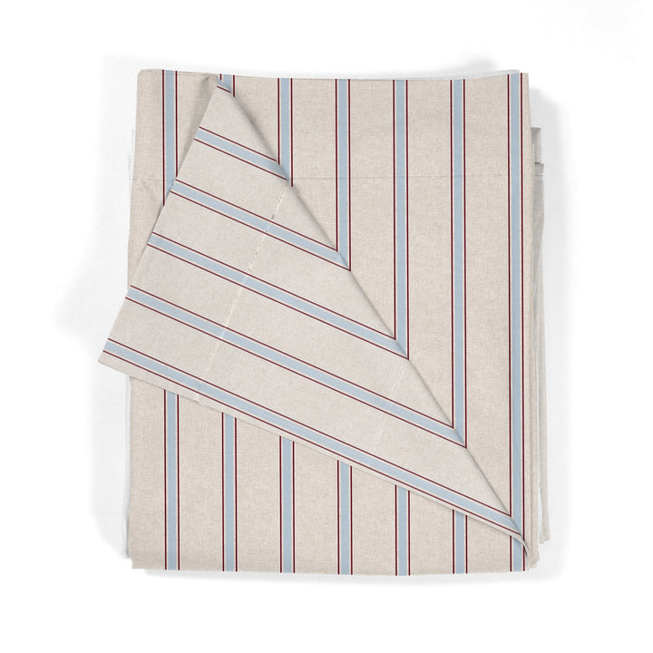 Juego Sábanas Estampadas Rayas Náutica Granate Agua