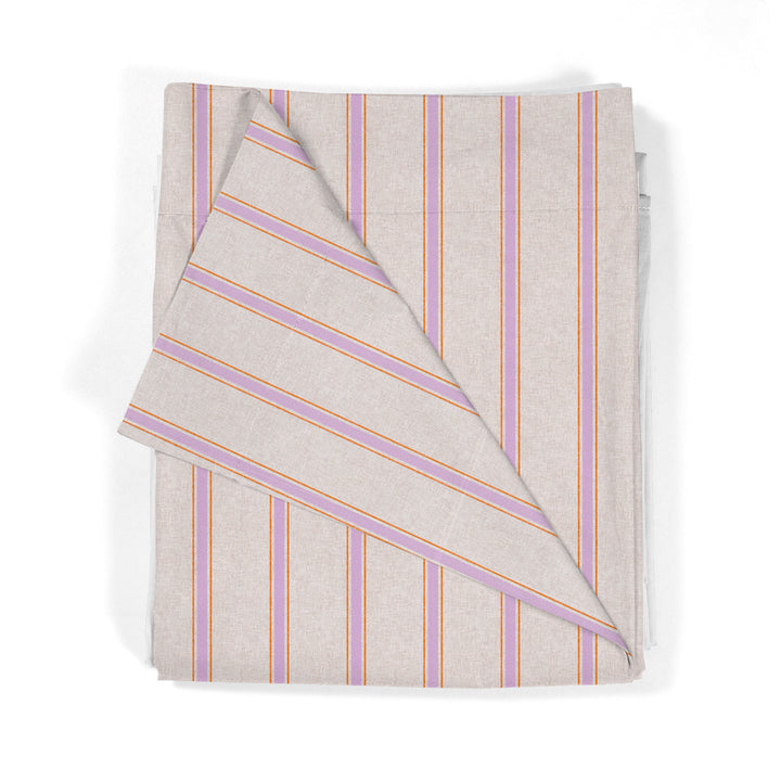 Juego Sábanas Estampadas Rayas Náutica Malva Naranja