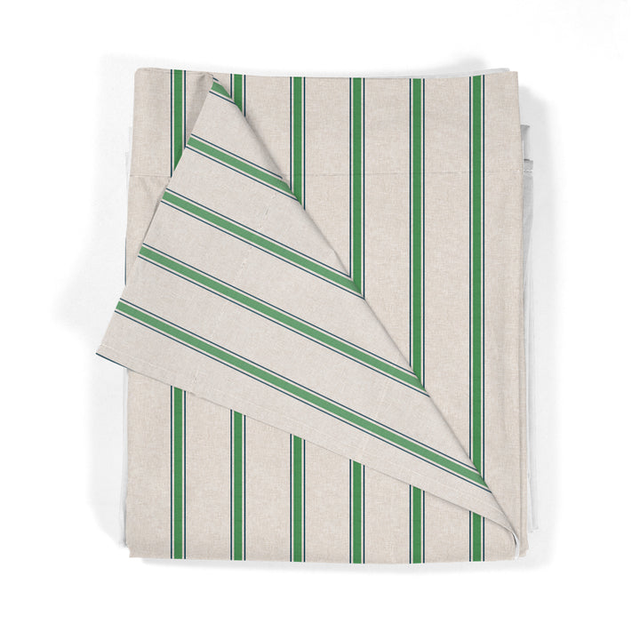 Juego Sábanas Estampadas Rayas Náutica Verde Indigo
