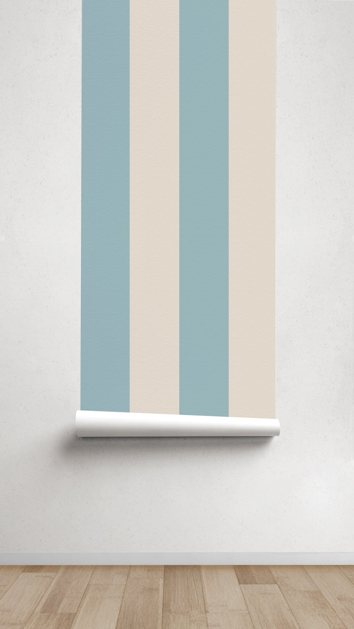 Papel pintado Texturizado Rayas M Turquesa Beige