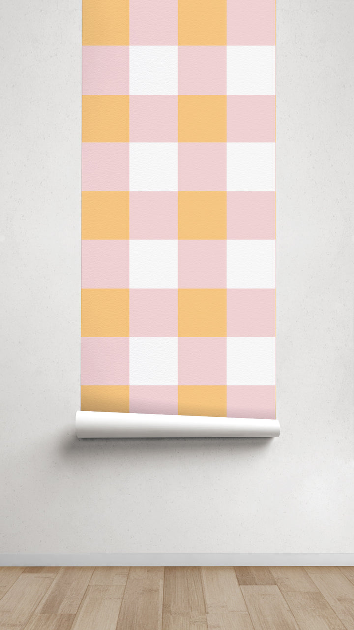 Papel pintado Texturizado Vichy L Rosa Amarillo