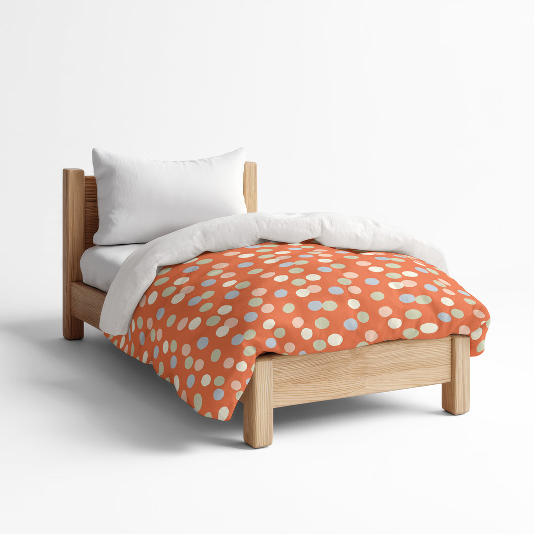 Funda nórdica Infantil Puntos Irregulares Naranja Azul Crema V2 S
