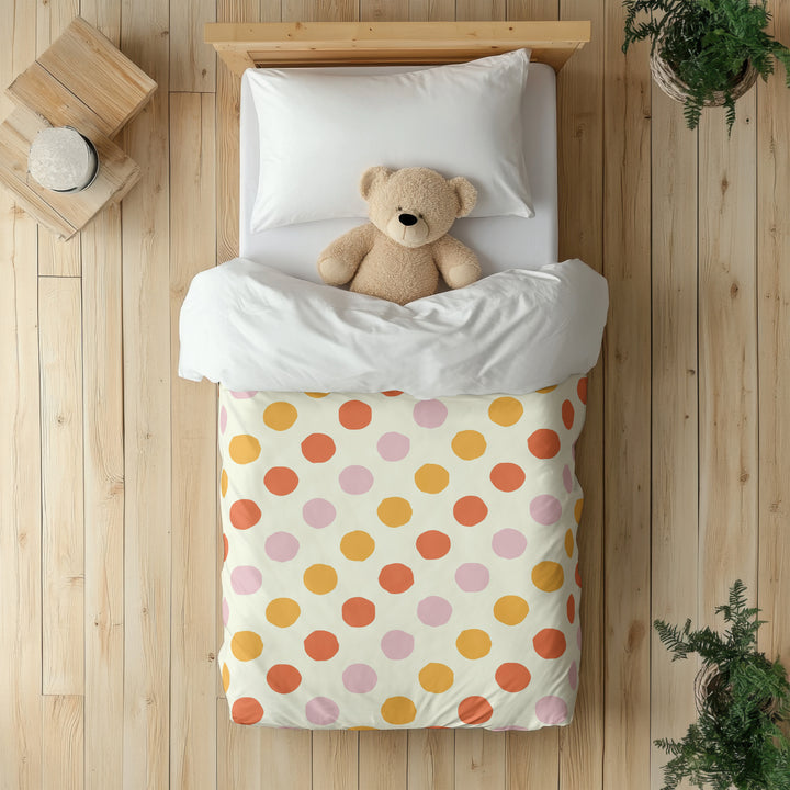 Funda nórdica Infantil Puntos Irregulares Naranja Rosa Crema M