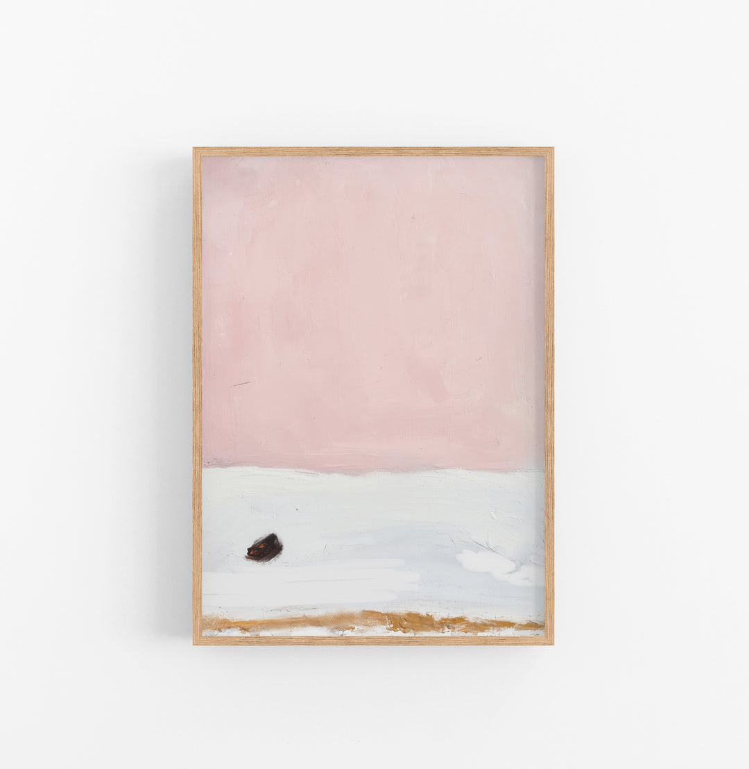 Cuadro con Marco Abstracto Minimalista Rosa Blanco Beige