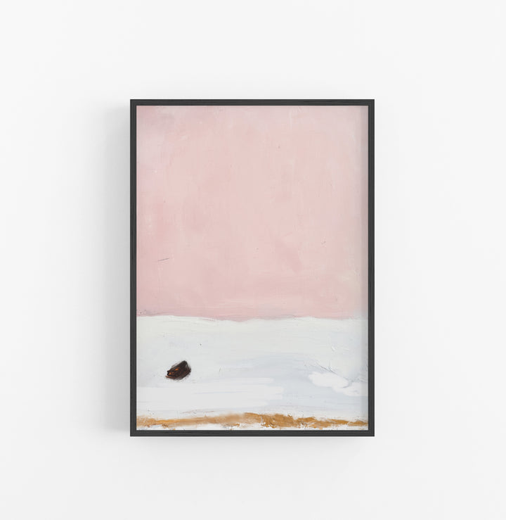 Cuadro con Marco Abstracto Minimalista Rosa Blanco Beige