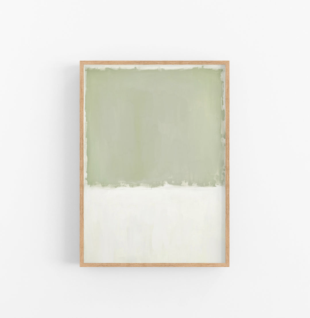 Cuadro con Marco Abstracto Minimalista Verde Blanco