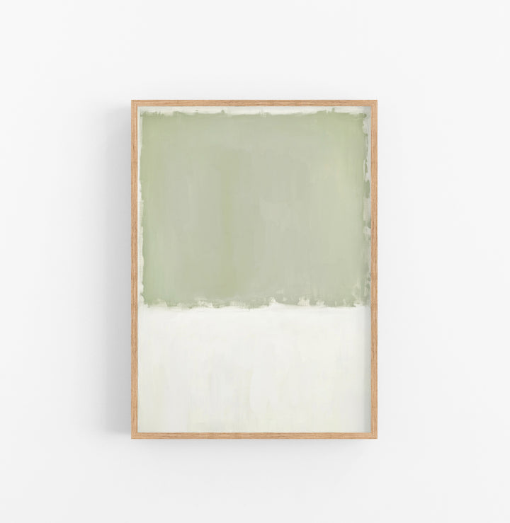 Cuadro con Marco Abstracto Minimalista Verde Blanco