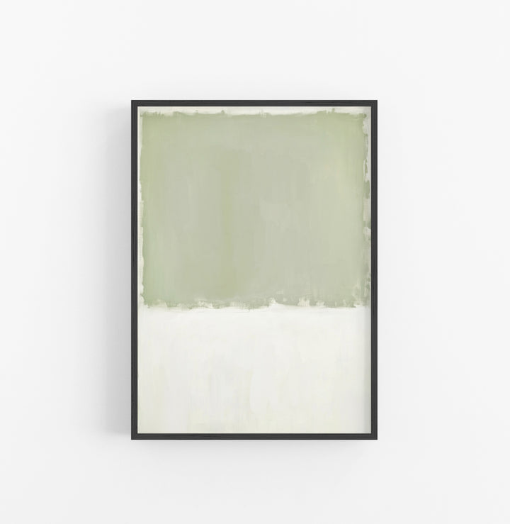 Cuadro con Marco Abstracto Minimalista Verde Blanco