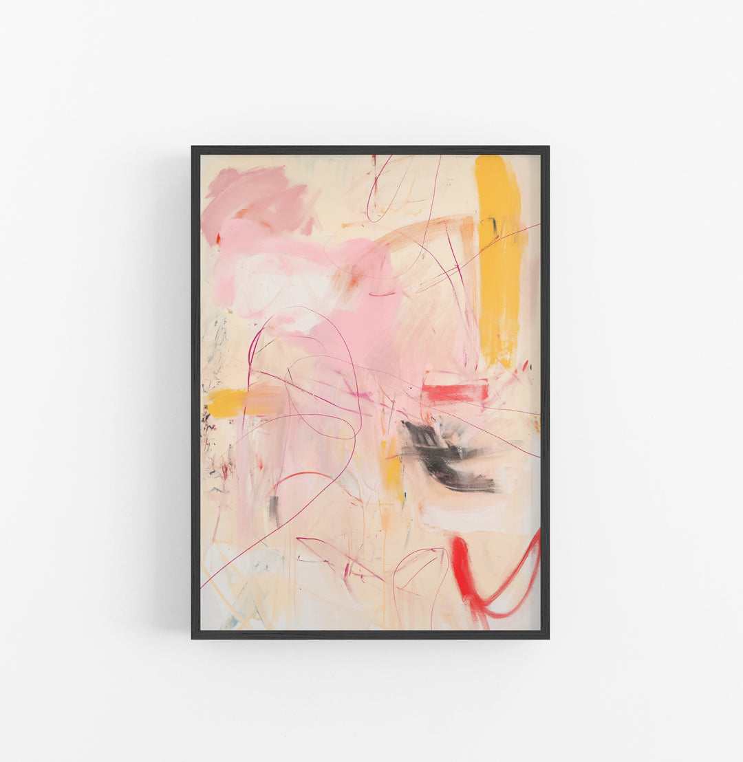Cuadro con Marco Abstracto Pastel Rosado Naranja