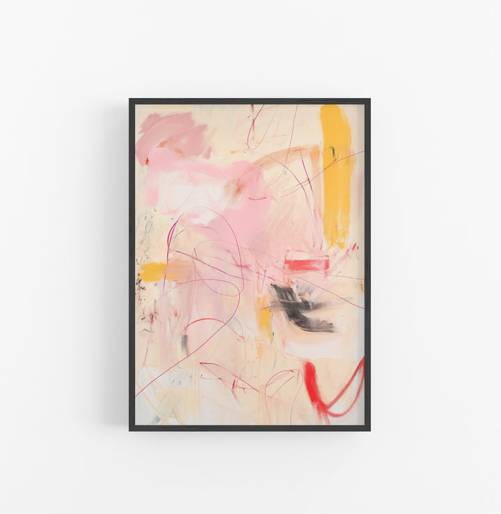 Cuadro con Marco Abstracto Pastel Rosado Naranja