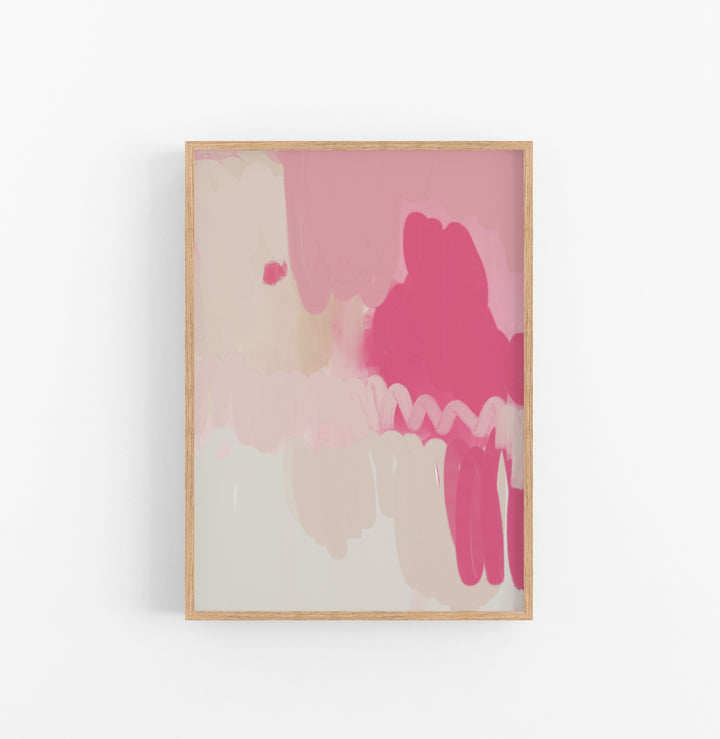 Cuadro con Marco Abstracto Pinceladas Rosa Beige V