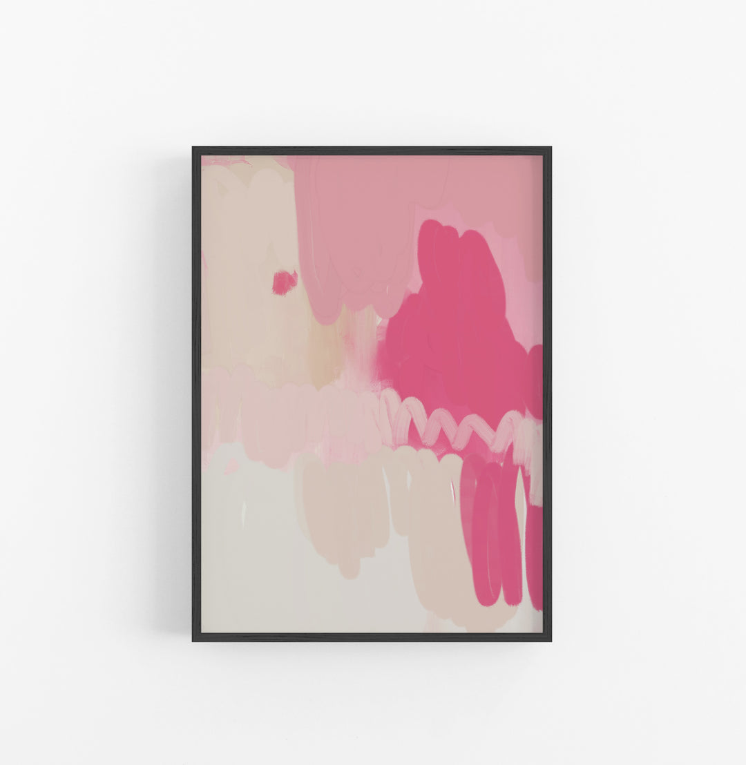 Cuadro con Marco Abstracto Pinceladas Rosa Beige V